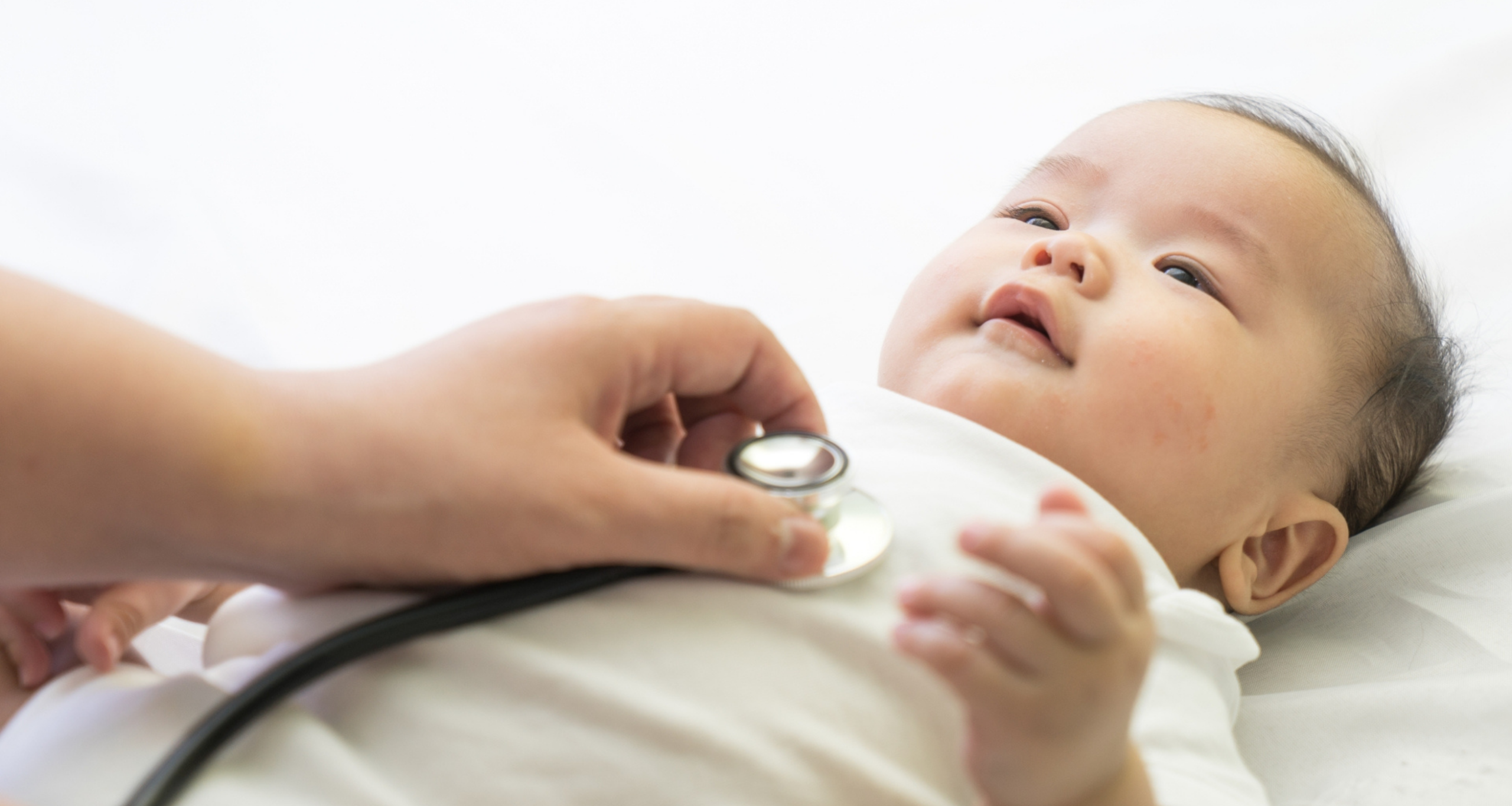 Infant heart checkup using stethoscope for detecting heart murmurs
